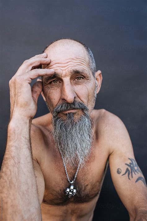 Portrait Of A Tattooed Aged Man By Javier Márquez