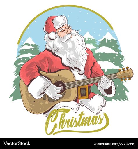 Santa Claus Merry Christmas Guitar Royalty Free Vector Image