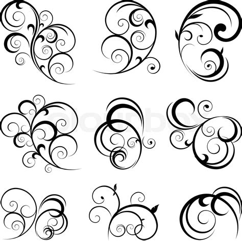 Swirling Flourishes Decorative Floral Elements Stock Vector Colourbox