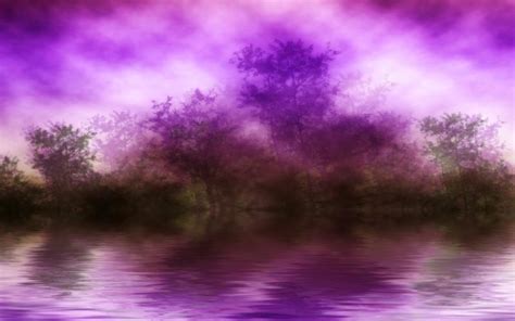 Hd Purple Haze Over Fantasy Lake Wallpaper Download Free