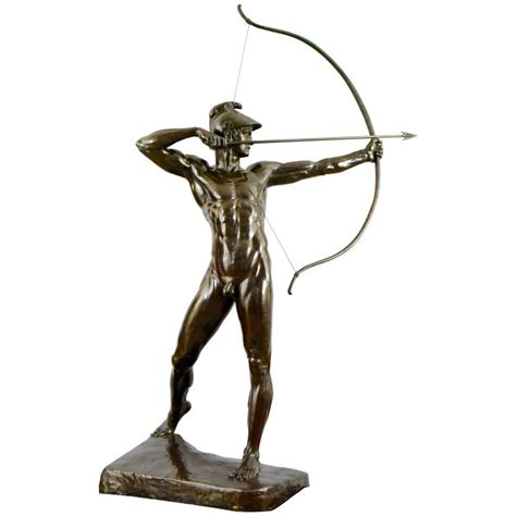 Life Size Bronze Sculpture Male Nude Archer By Ernst Moritz Geyger H
