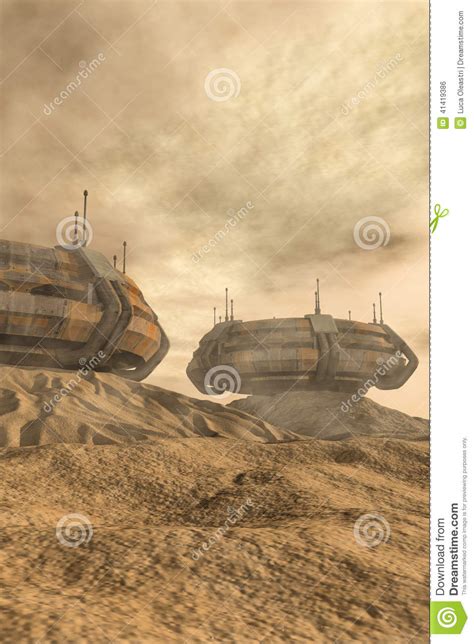 Alien Planet And Colony Background Stock Illustration