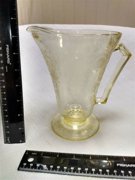 Vintage Depression Glass HAZEL ATLAS Footed Pitcher Florentine Poppy 2