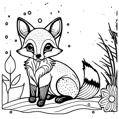 Cute Baby Fox Coloring Page · Creative Fabrica