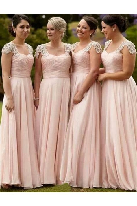 Long Pink Lace Chiffon Wedding Guest Dresses Bridesmaid Dresses 3010171