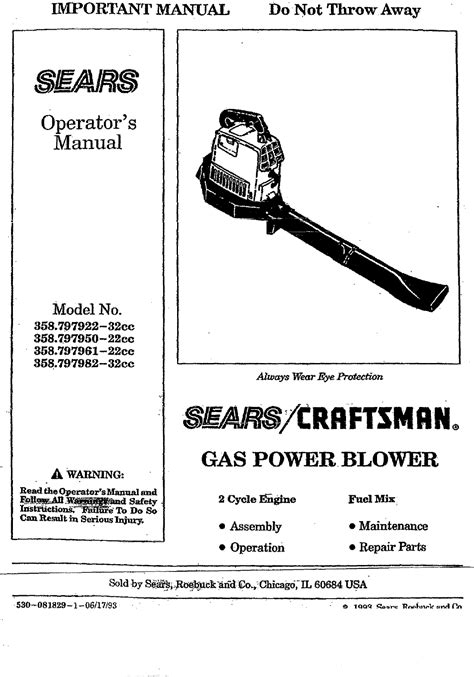 Craftsman 358 797982 Operators Manual