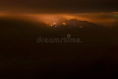 Mountains In Fog At Beautiful Night In Autumn In Dalat City Vietnam
