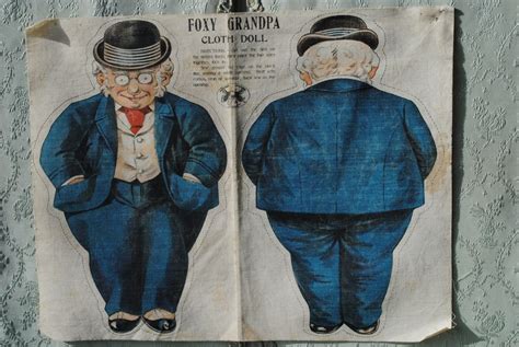 Uncut Foxy Grandpa Printed On Fabric Doll Circa 1910 From