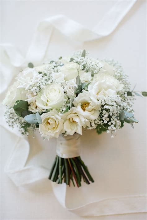 White Rose Bridal Bouquet Prom Bouquet Simple Wedding Bouquets