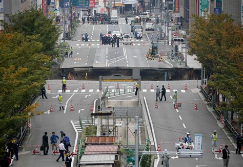 Huge Sinkhole Swallows Street In Japan Rnz News