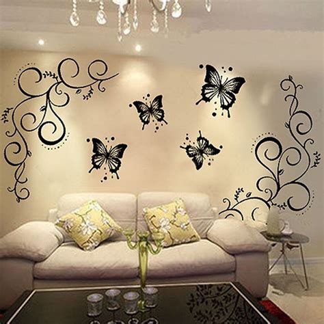 Buy decorative wall stickers and murals from popular brands such as disney, winnie the pooh, frozen, cars, spiderman, disney princesses, roommates and several other brands. Removable Black Vinyl Butterfly Vine Flower Wall Decal Stickers Bedroom Decor | eBay