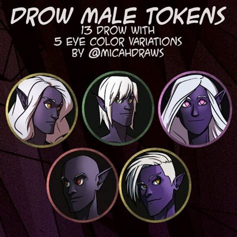 Drow Or Dark Elf Virtual Tabletop Token Set For Dnd And Rpgs Etsy