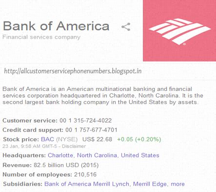 Customer service for personal banking. 24 Hour Bank Of America Customer Service Phone Number ...
