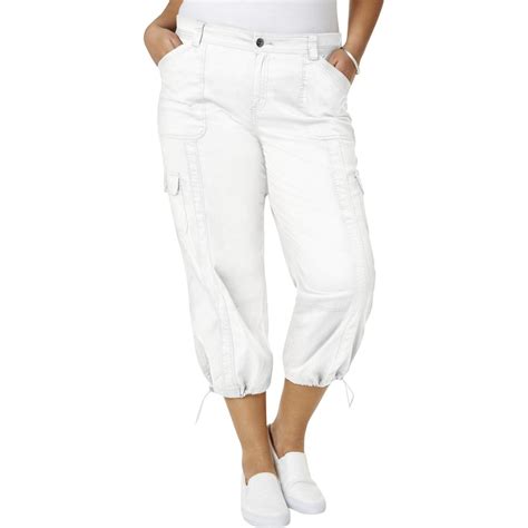 Style And Co Womens White Cargo Casual Bungee Capri Pants Plus 20w Bhfo