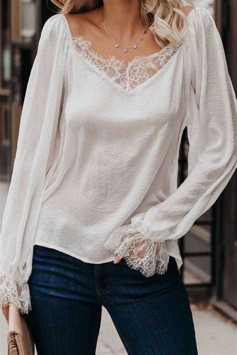 us 7 68 white satin lace blouse wholesale