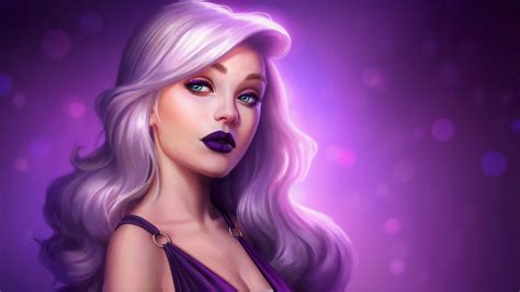 Download Lipstick Blue Eyes Pink Hair Purple Woman Artistic Hd Wallpaper By Viktoria Gavrilenko