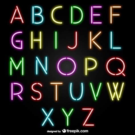 Neon Alphabet Letters Download Freebies Psd