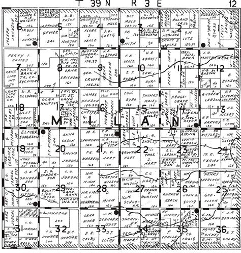 Jordal Ancestry 1936 Plat Map Milan Township Dekalb County Illinois