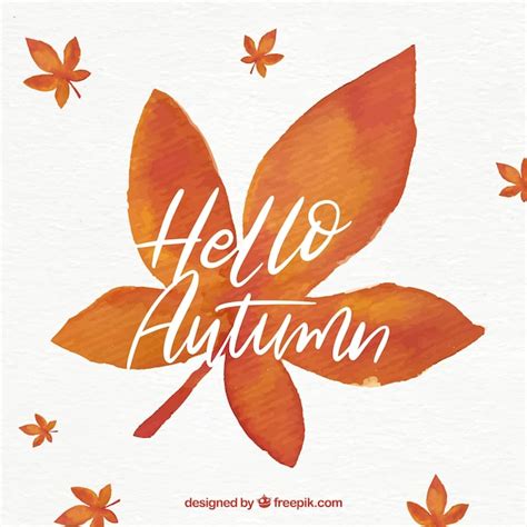 Free Vector Hello Autumn Lettering Background With Leaves