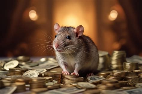 Premium Ai Image A Mouse Sits On A Pile Of Money With Stacks Of Gold