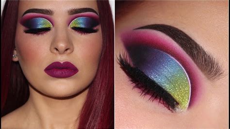 Vibrant Multicoloured Glitter Cut Crease Makeup Tutorial Youtube