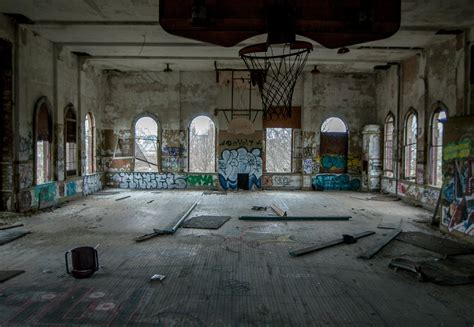 An Abandoned School Gymnasium Outside Of Pittsburgh Pa