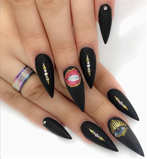 80 Matte Black Coffin And Almond Nails Design Ideas To Try Page 3 Of