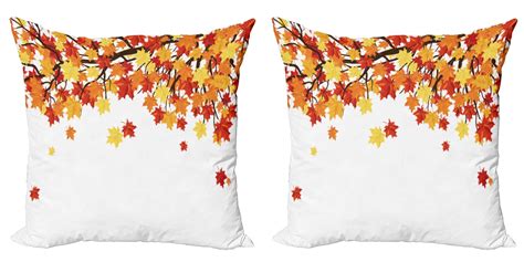 Autumn Throw Pillow Cushion Cover Pack Of 2 Fall Season Foliage On