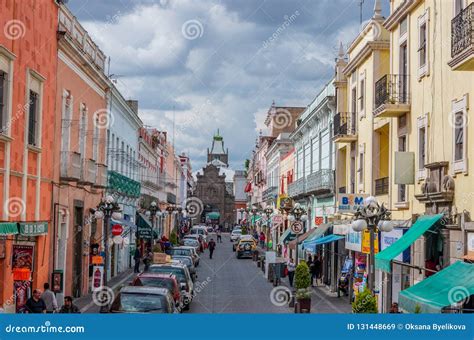 Street In Puebla Mexico Editorial Stock Image Image Of Architecture