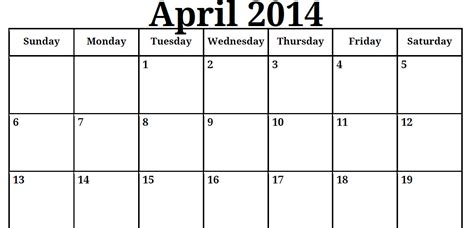 6 Best Images Of April 2014 Calendar Printable Pdf April 2014