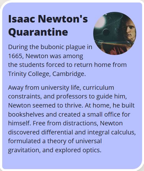 Isaac Newton Changed The World While In Quarantine From The Plague