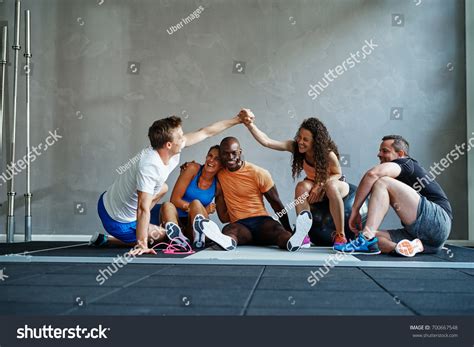 Two Friends Sportswear High Fiving Each Stock Photo Edit Now 700667548