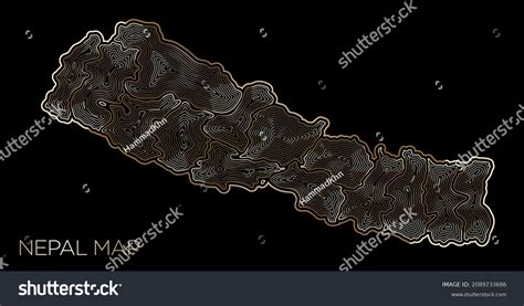 Nepal Map Topographic Height Contour Lines Stock Vector Royalty Free