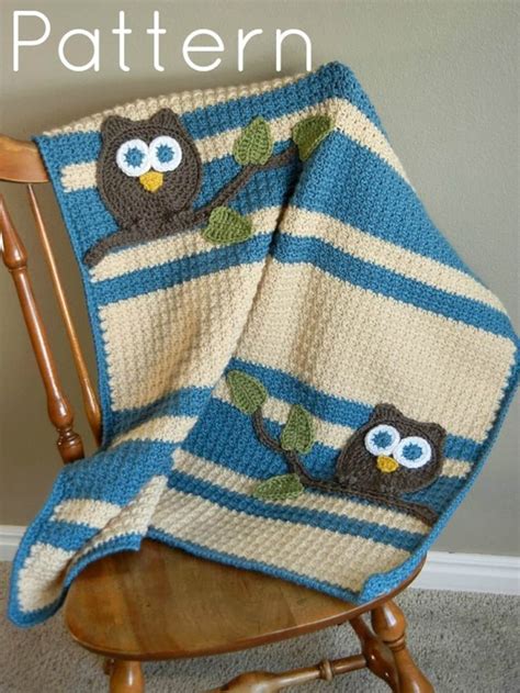 Pattern Owl Baby Blanket Crochet Pattern Instant Download Etsy