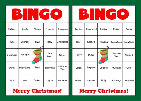 Free Printable Christmas Bingo Cards For 50 2023 Calendar Printable