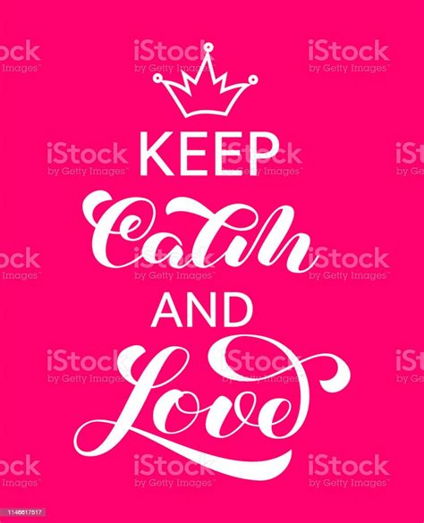 Keep Calm And Love Lettering Word For Banner Or Poster Vector