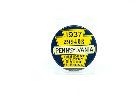 1937 Pennsylvania Resident Fishing License Button – My Bait Shop, LLC