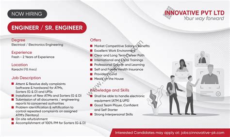 Innovative Pvt Ltd Jobs Engineer Senior Officer