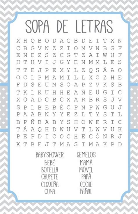 Y en una lista deberán colocar la mayor cantidad de palabras. Juegos Para Baby Shower Imprimibles - $ 35.00 en Mercado Libre