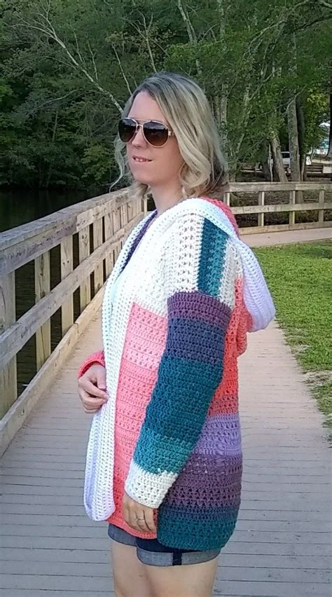 Crochet This Beautiful And Functional Colorblock Cardigan Using Lion