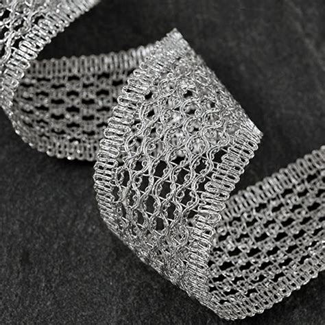 45mm Silver Metallic Lace Trim For Bridal Costume Or