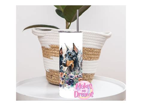 Dog Tumbler Wrap For 20oz Skinny Tumbler Sublimation Doberman Pinscher