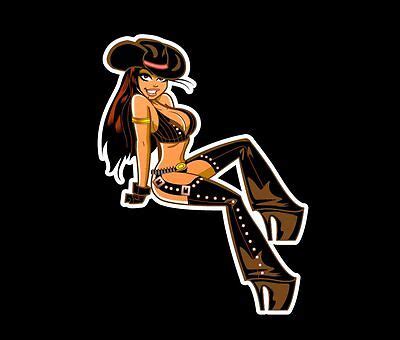 Cowgirl Pinup Girl Woman Laptop Or Automotive Sticker Decal Waterproof
