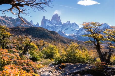 Amazing Mount Fitz Roy And The Waterfall At Pink Dawn Los Glaciares
