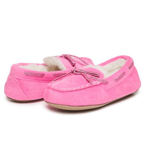 Laura Ashley Girls Moccasin With Faux Fur Lining Indoor Outdoor Easy