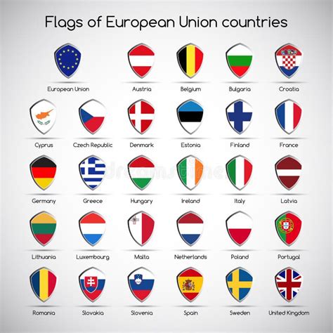Set The Flags Of European Union Countries Stock Vector Illustration