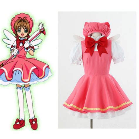 Cardcaptor Sakura Kinomoto Sakura Cosplay Fight Costume Magical Pink Dress Ebay