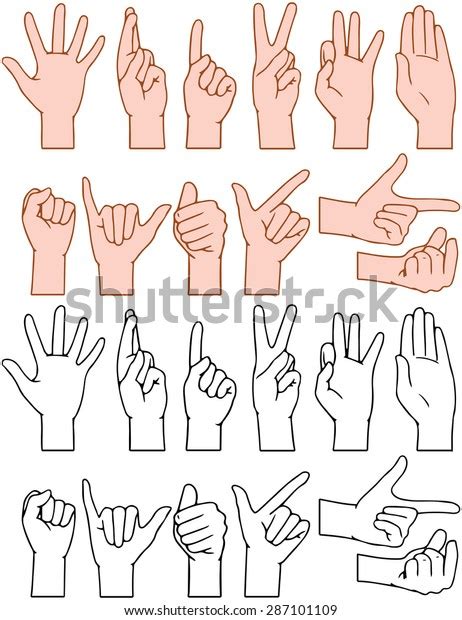 Vector Illustrations Pack Universal Gestures Hands Stock Vector