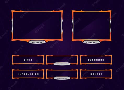 Premium Vector Modern Orange Twitch Gaming Panel Overlay