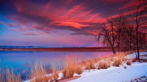 These photos do not belong to me, unless otherwise stated. Calm Body Of Water Under Red Cloudy Sky 4K HD Nature ...